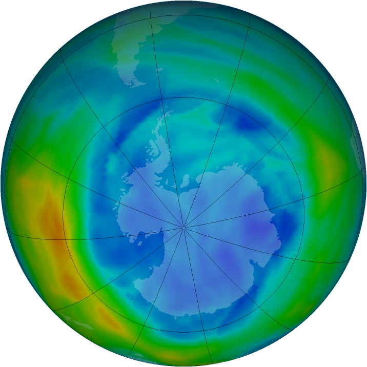 Antarctic ozone map for 16 August 2006